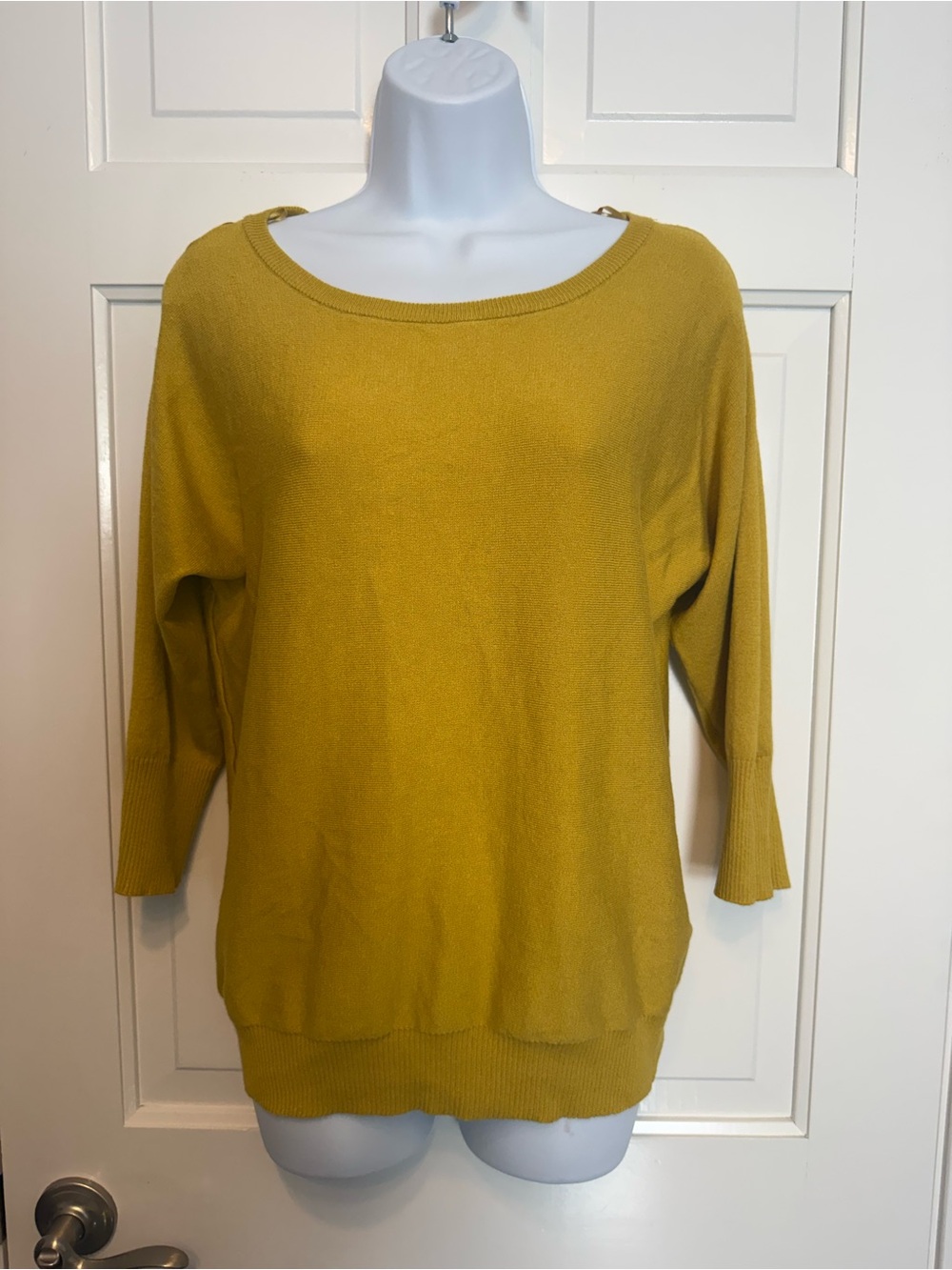 89th + Madison Mustard Yellow Cutout Sleeve Sweater Size Small